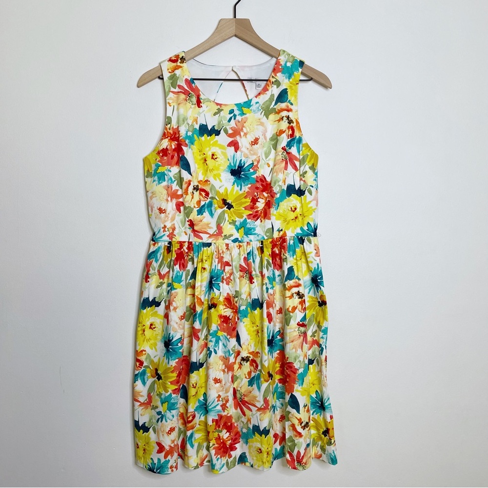 Sandra Darren Floral Garden Sleeveless Fit Flare Knee Length Dress - Size 12
